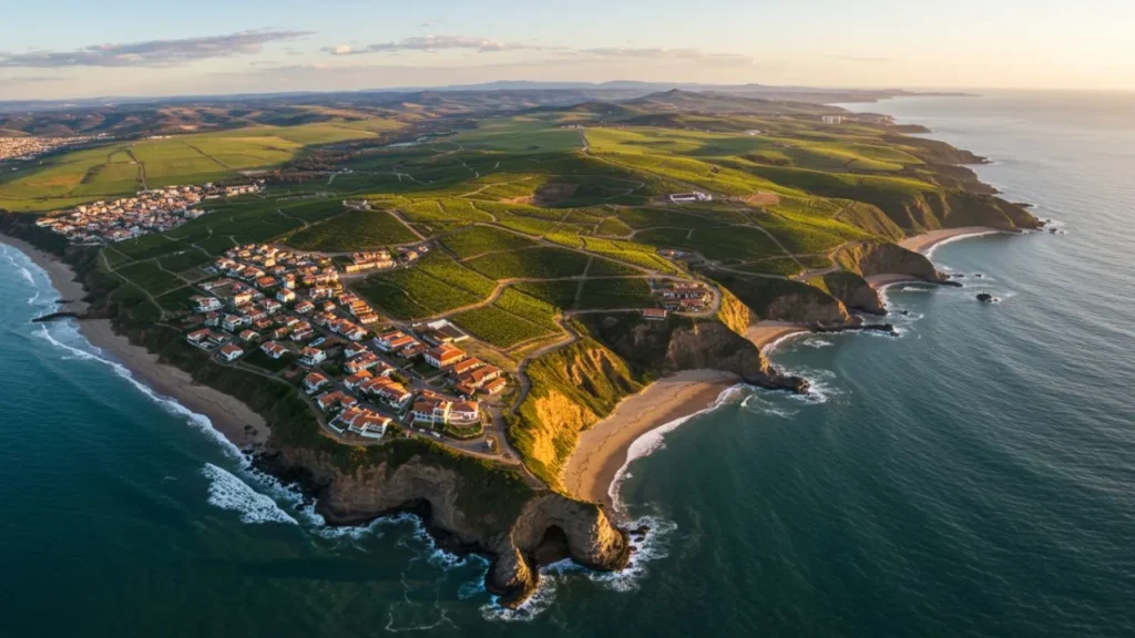 Paisagem aérea panorâmica do Rio Grande do Sul mostrando vinhedos da Serra Gaúcha, cânions, litoral e pampas - principais destinos turísticos do estado