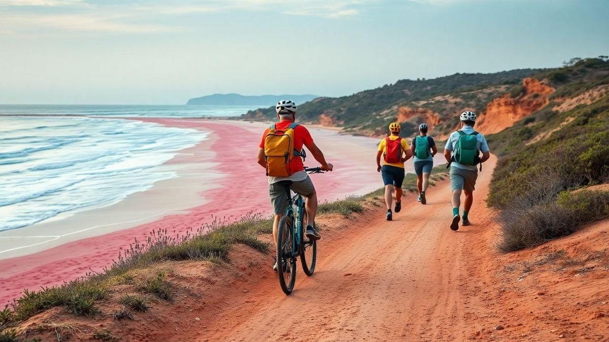 Trilhas para praias de areia colorida