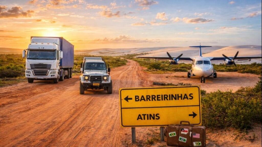 Opções de transporte para chegar aos Lençóis Maranhenses, com estrada, aeroporto e veículos 4x4