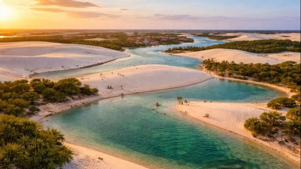 Ficar em Santo Amaro. Lagoas dos Lençóis Maranhenses próximas a Santo Amaro com dunas e água cristalina